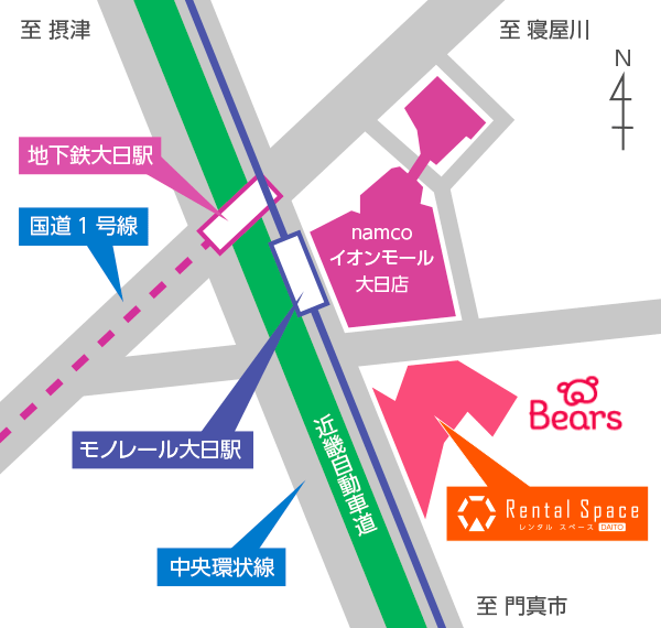 レンタルスペースDAITO 周辺案内図